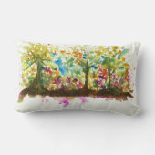 水彩画の抽象的な景色の芸術の木の森林 ランバークッション (裏面)