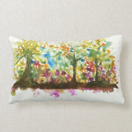 水彩画の抽象的な景色の芸術の木の森林 ランバークッション