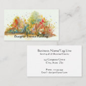 水彩画の抽象的な景色の芸術の木の森林 名刺 (正面/裏面)