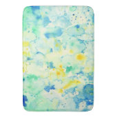 水彩画の抽象的な緑の黄色いシャワーマット バスマット (正面縦)