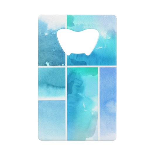 水彩画の抽象芸術手塗りの2のセット クレジットカード栓抜き (正面)