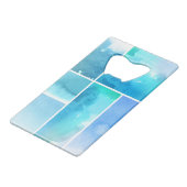 水彩画の抽象芸術手塗りの2のセット クレジットカード栓抜き (正面アングル)