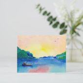 水彩画の招待状の湖の魚釣りの退職 招待状 (スタンド正面)