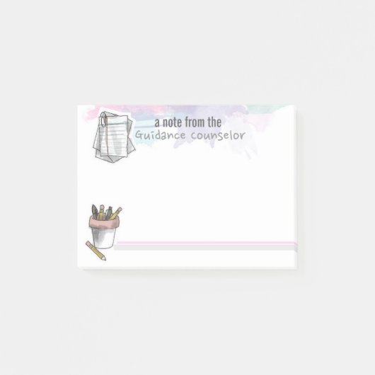 水彩画の指導カウンセラーのノートのしぶき ポストイット (正面)