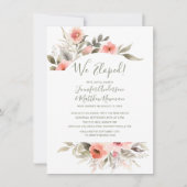 水彩画の挙式とブッシュローズの披露宴 招待状 (正面)