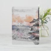 水彩画の日本人向けの塔と富士山 招待状 (スタンド正面)