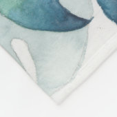 水彩画の日没のヤシの木の葉 フリースブランケット (角)