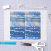 水彩画の日没の森林Decoupageの混合メディア 薄葉紙 (クラフト)