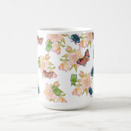 水彩画の昆虫と蝶の模様 コーヒーマグカップ