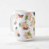 水彩画の昆虫と蝶の模様 コーヒーマグカップ (正面左)