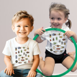 水彩画の昆虫の絵柄の子供用Tシャツ ベビーTシャツ