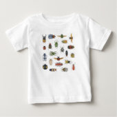 水彩画の昆虫の絵柄の子供用Tシャツ ベビーTシャツ (正面)