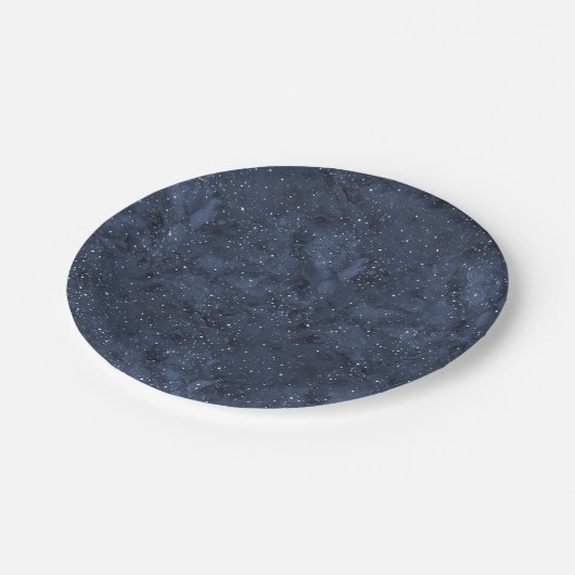 水彩画の星明かりの空の誕生日 ペーパープレート (アングル)