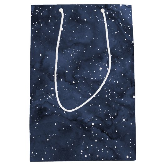 水彩画の星明かりの空 ミディアムペーパーバッグ (正面)