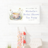 水彩画の春のブライダルシャワー・ティーパーティーへようこそ 横断幕 (インサイチュ)