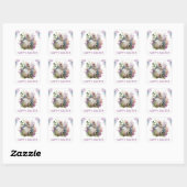 水彩画の春の花とうさぎ　ハッピーイースター スクエアシール (シート)