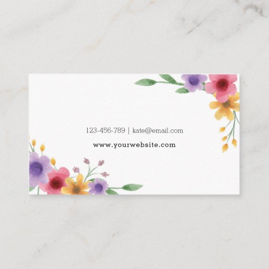 水彩画の春の花模様の名刺|の花屋 名刺 (裏面)