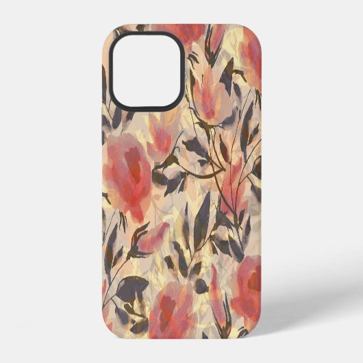 水彩画の春の野ばら模様 iPhoneケース (裏面)