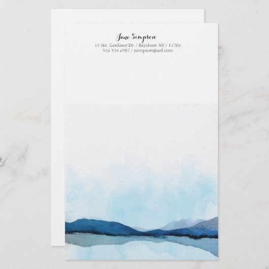 水彩画の景色の個人的な静止した 便箋 (正面/裏面)