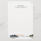 水彩画の景色の個人的な静止した 便箋 (正面/裏面)