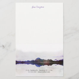 水彩画の景色の個人的な静止した 便箋