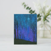 水彩画の景色の芸術の夜空は宇宙を主演します ポストカード (スタンド正面)