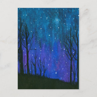 水彩画の景色の芸術の夜空は宇宙を主演します ポストカード