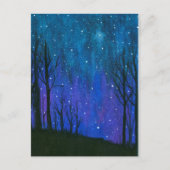 水彩画の景色の芸術の夜空は宇宙を主演します ポストカード (正面)