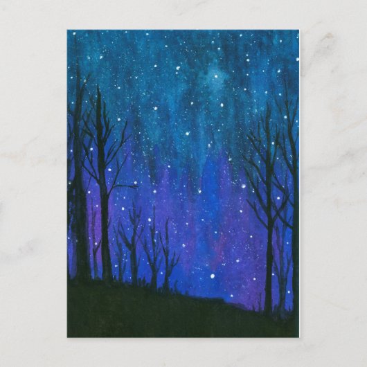 水彩画の景色の芸術の夜空は宇宙を主演します ポストカード (正面)