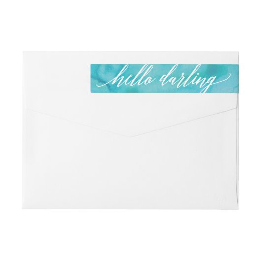 水彩画の書道の原稿の差出人住所ラベル ラップアラウンドラベル (裏面)