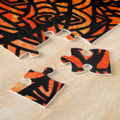 水彩画の曼荼羅のステンドグラス動物 ジグソーパズル (側面)