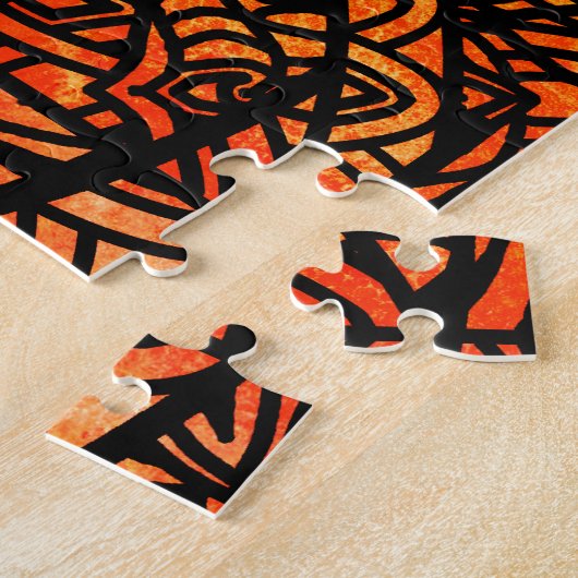 水彩画の曼荼羅のステンドグラス動物 ジグソーパズル (側面)