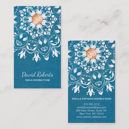 水彩画の曼荼羅のロゴによってカスタマイズヨガのインストラクター 名刺 (正面/裏面)