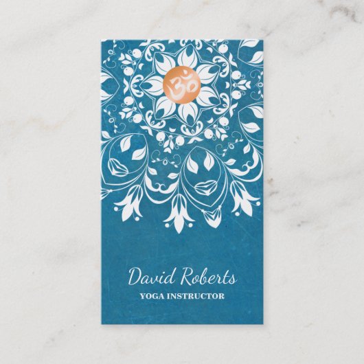 水彩画の曼荼羅のロゴによってカスタマイズヨガのインストラクター 名刺 (正面)