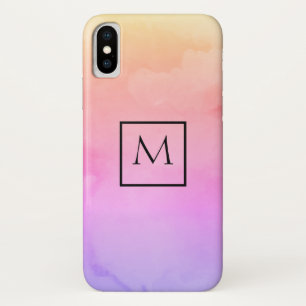 水彩画の最小主義の長方形のモノグラム iPhone X ケース