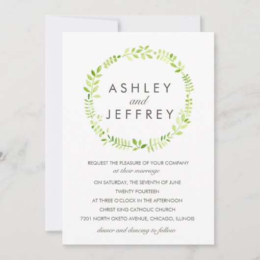 水彩画の月桂樹 招待状 (正面)