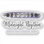 水彩画の月　月の満ち欠け　銀河　空　ロゴ シール (正面)