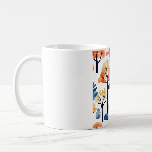 水彩画の木々 コーヒーマグカップ (左)