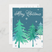 水彩画の木のクリスマスの郵便はがき シーズンポストカード (正面/裏面)