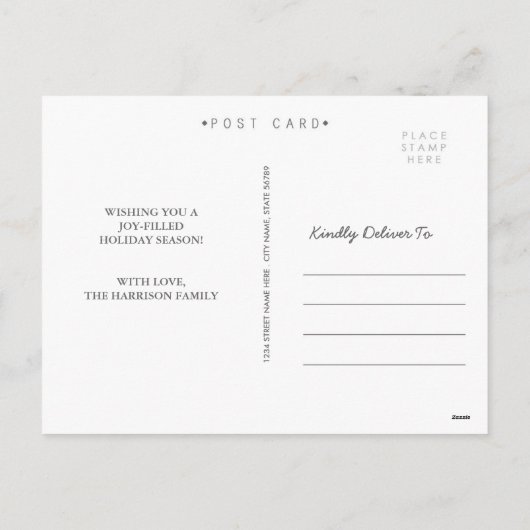 水彩画の木のクリスマスの郵便はがき シーズンポストカード (裏面)