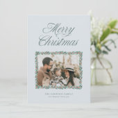 水彩画の松のフレームクリスマス写真カード シーズンカード (スタンド正面)