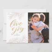 水彩画の松のブラシを使った愛と喜びのホリデーカード シーズンカード (正面)