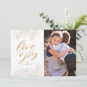 水彩画の松のブラシを使った愛と喜びのホリデーカード シーズンカード (スタンド正面)