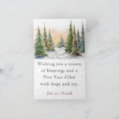 水彩画の松の木 メリークリスマス シーズンカード (内部)