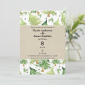 水彩画の松の木 モダンな rustic kraft ウェディング 招待状 (スタンド正面)