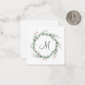 水彩画の松の葉と実 ノートカード (正面/裏面インサイチュ)