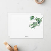 水彩画の松の葉 ノートカード (正面/裏面インサイチュ)