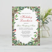 水彩画の松ぼっくり ブランチ ホリデー ランチョン 招待状 (スタンド正面)