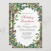 水彩画の松ぼっくり ブランチ ホリデー ランチョン 招待状 (正面/裏面)