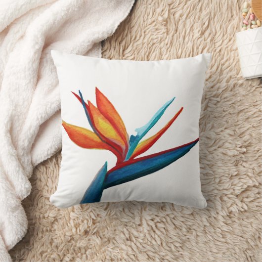 水彩画の枕極楽鳥 クッション (ブランケット)